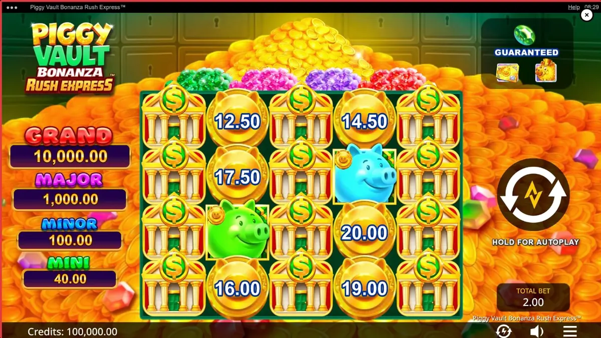 Isang marangyang vault na puno ng ginto at piggy banks sa Piggy Vault Bonanza Rush Express slot.
